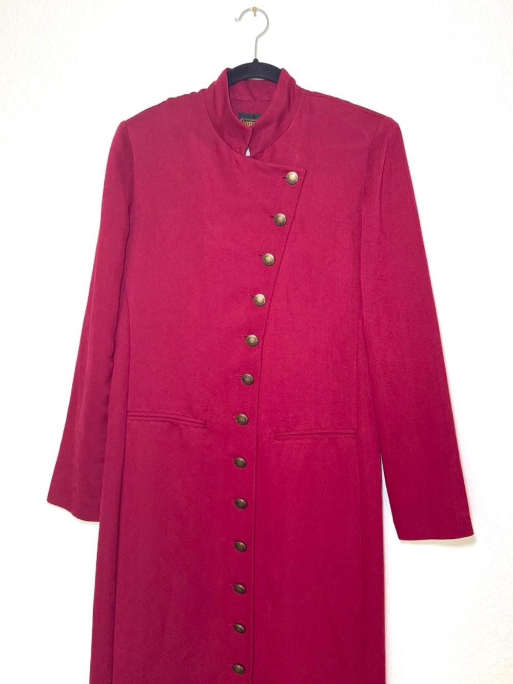 Virgo II Dress Women's Size 6 Midi Red Military Buttons Acadamia Vintage